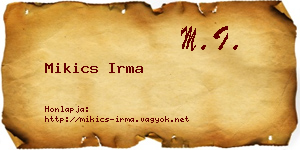 Mikics Irma névjegykártya